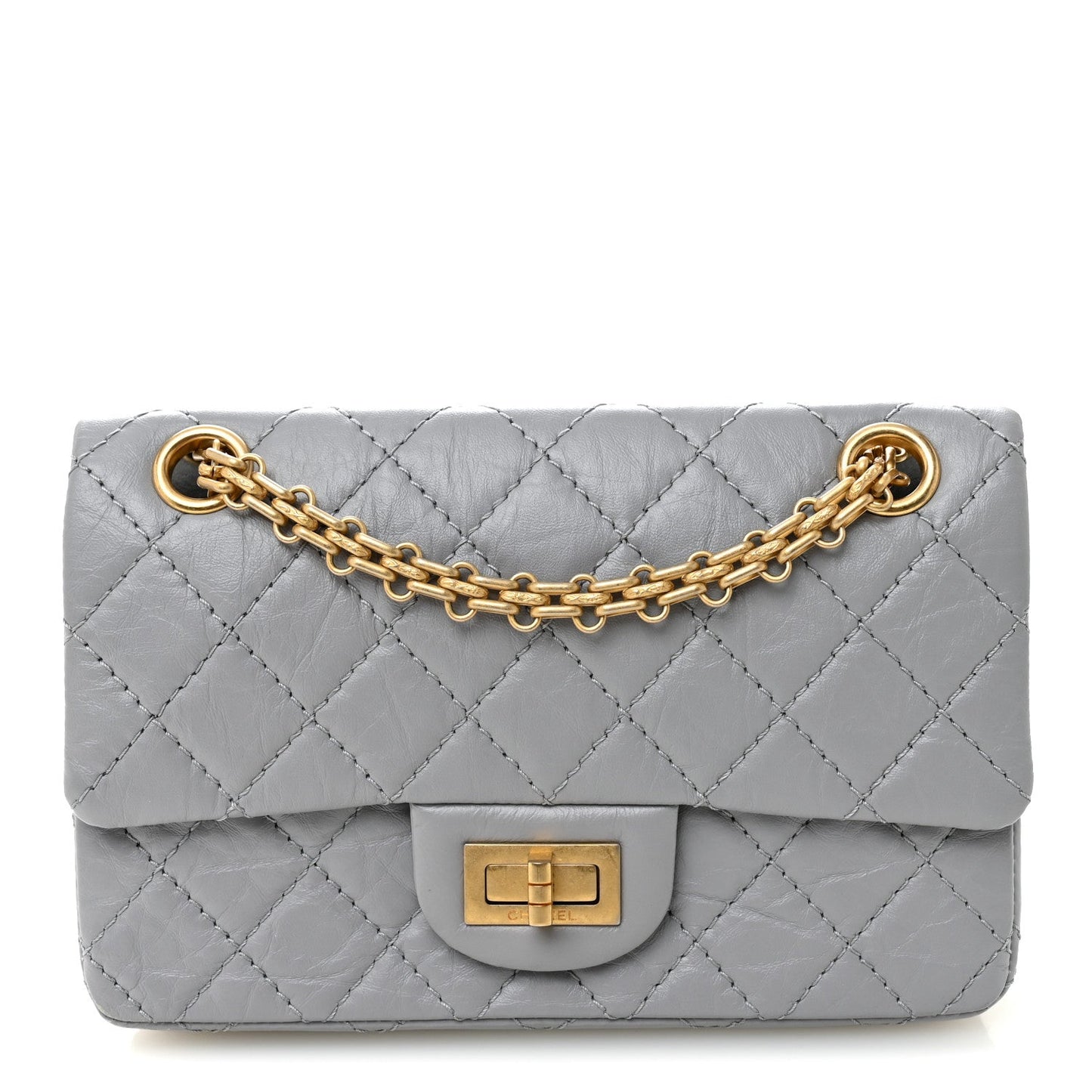 Aged Calfskin Quilted 2.55 Reissue Mini Flap Grey