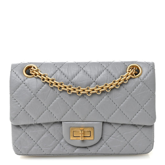 Aged Calfskin Quilted 2.55 Reissue Mini Flap Grey