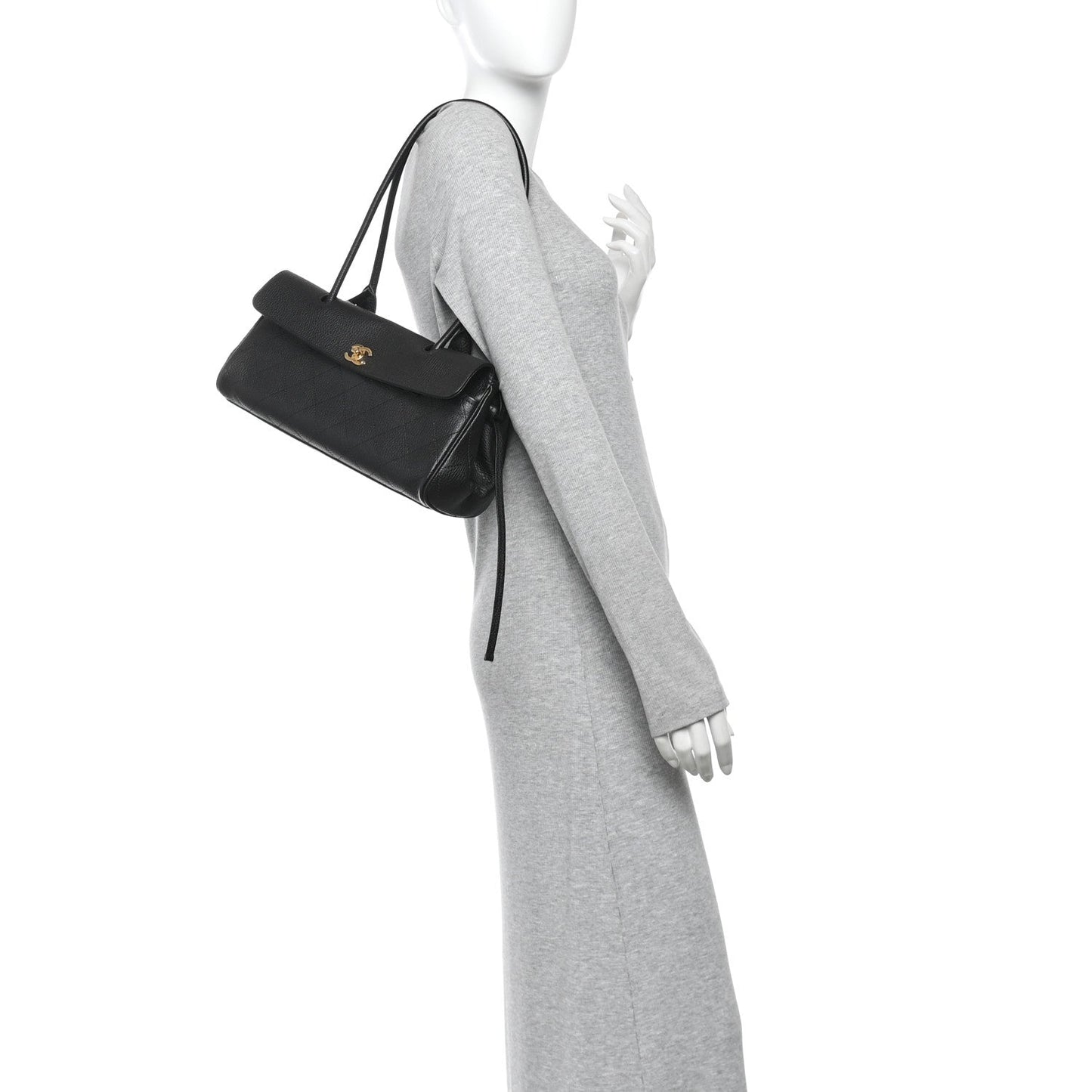 Grained Calfskin Urban Essentials Small Shopping Bag Black