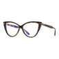 Tom Ford Eyeglasses Cat Eye Full Rim, Black Frame and Clear Blue Light Block Lens FT5843-B005