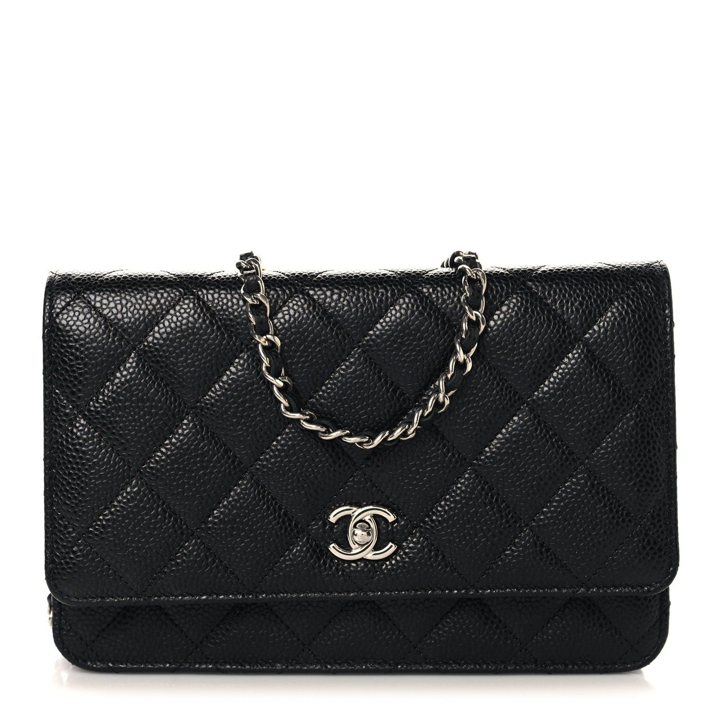 Caviar Quilted CC Turnlock Wallet On Chain WOC Black