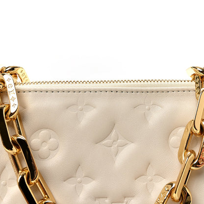 Lambskin Embossed Monogram Coussin PM Beige Cream