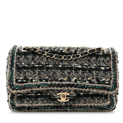 Tweed Braid Medium Flap Turquoise Multicolor