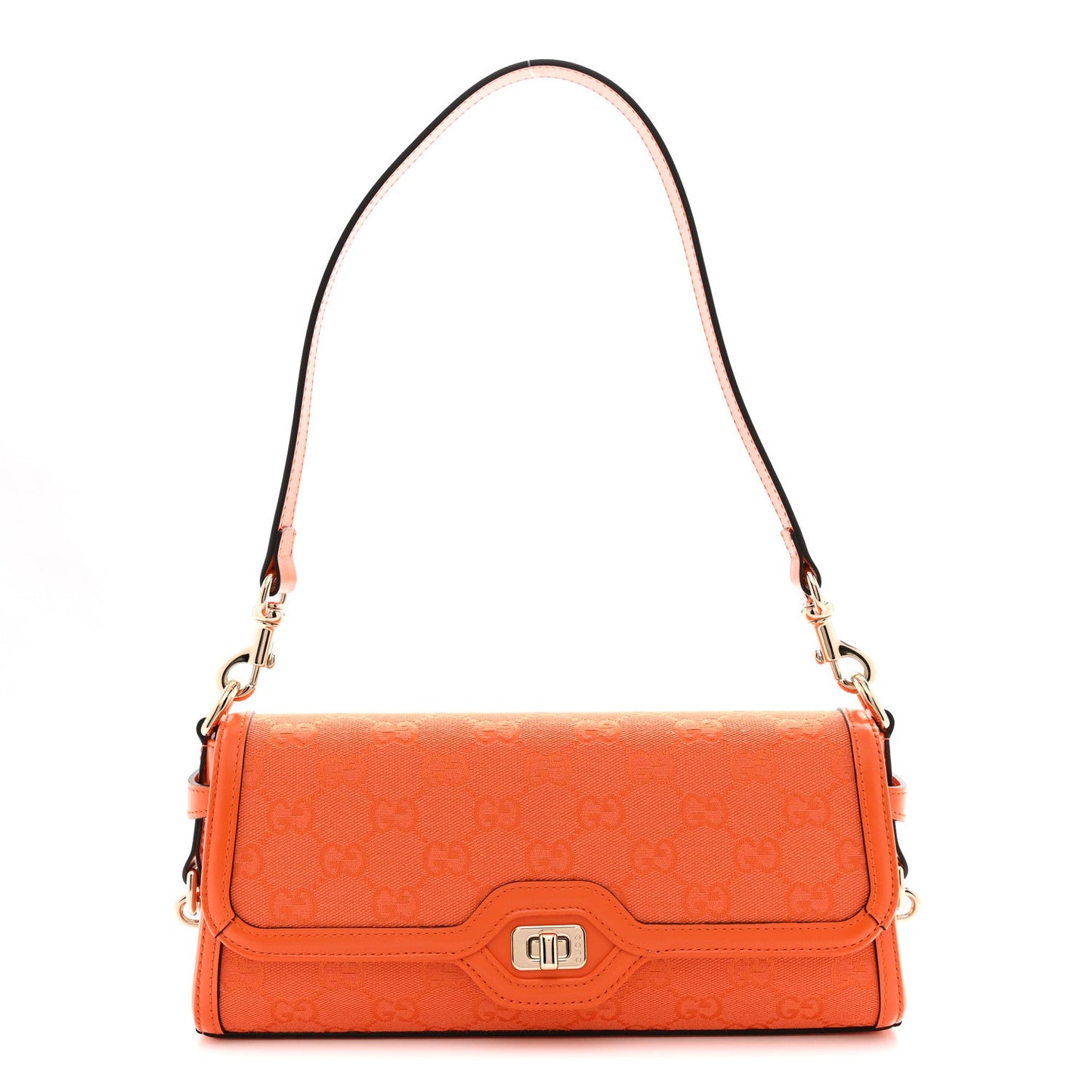 GG Monogram Textured Dollar Calfskin Small Luce Shoulder Bag Orange