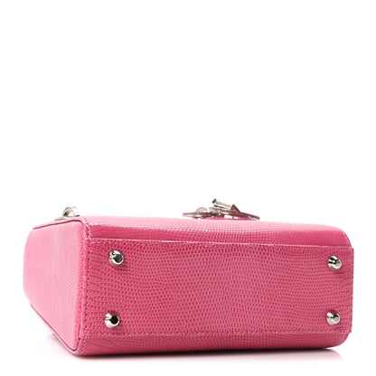 Lizard Swarovski Crystal Mini Lady Dior Dark Pink