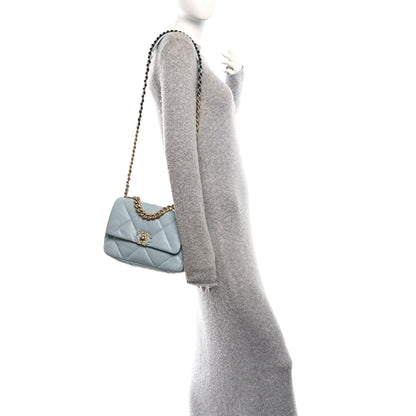 Lambskin Quilted Medium Chanel 19 Flap Light Blue