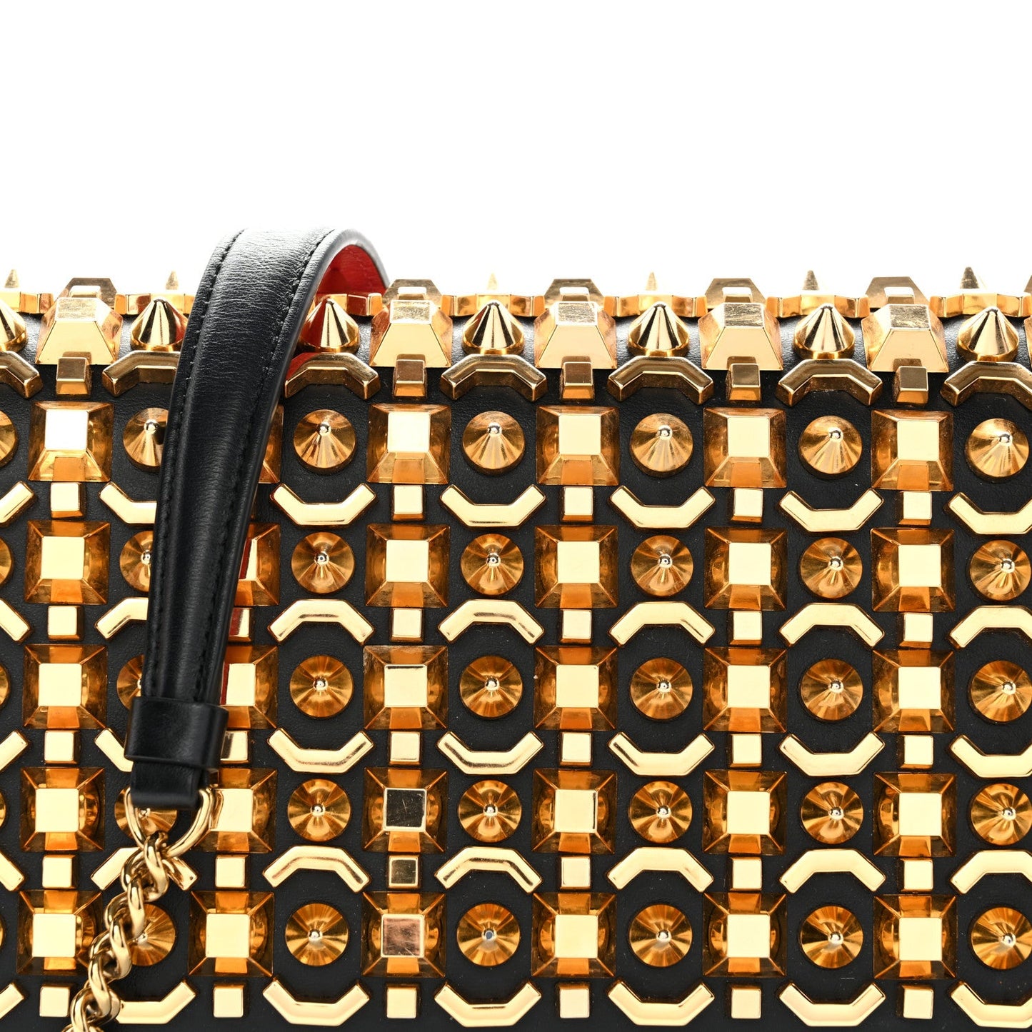 Calfskin Spikes Empire Paloma Clutch Black