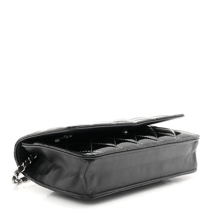 Patent Quilted Wallet On Chain WOC Black