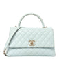 Caviar Quilted Small Coco Handle Flap Light Blue