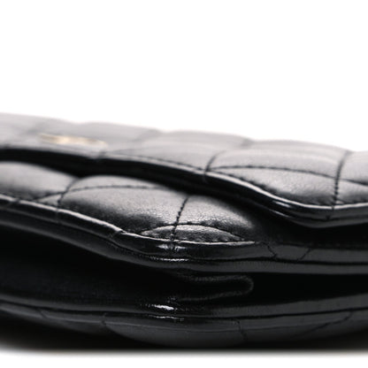 Lambskin Quilted Wallet On Chain WOC Black