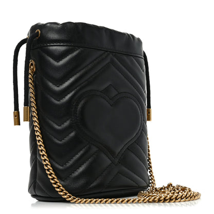 Calfskin Matelasse Mini GG Marmont 2.0 Bucket Bag Black