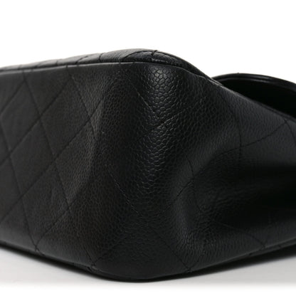 Caviar Quilted Jumbo Double Flap Black