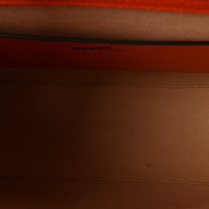 Textured Dollar Calfskin Web Small Diana Tote Bag Deep Orange