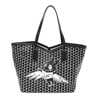 X KASING LUNG Calfskin Canvas M Labubu Tote MM Black