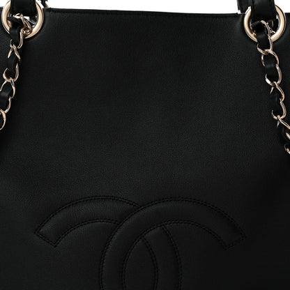 Calfskin CC Zipped Shopping Tote Black