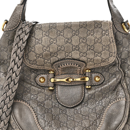 Guccissima Large New Pelham Satchel Grey