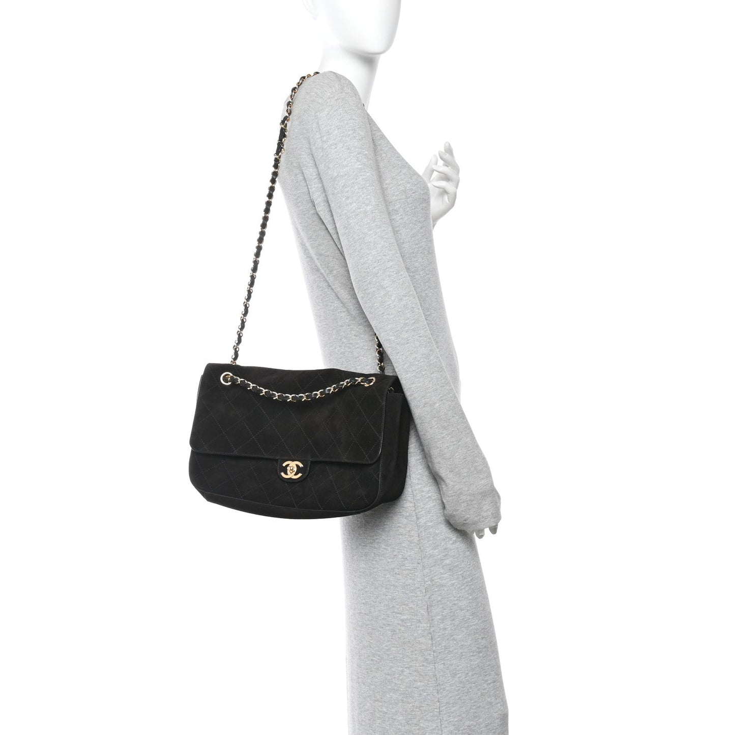 Suede Calfskin Small Souplissimo Maxi Flap Black