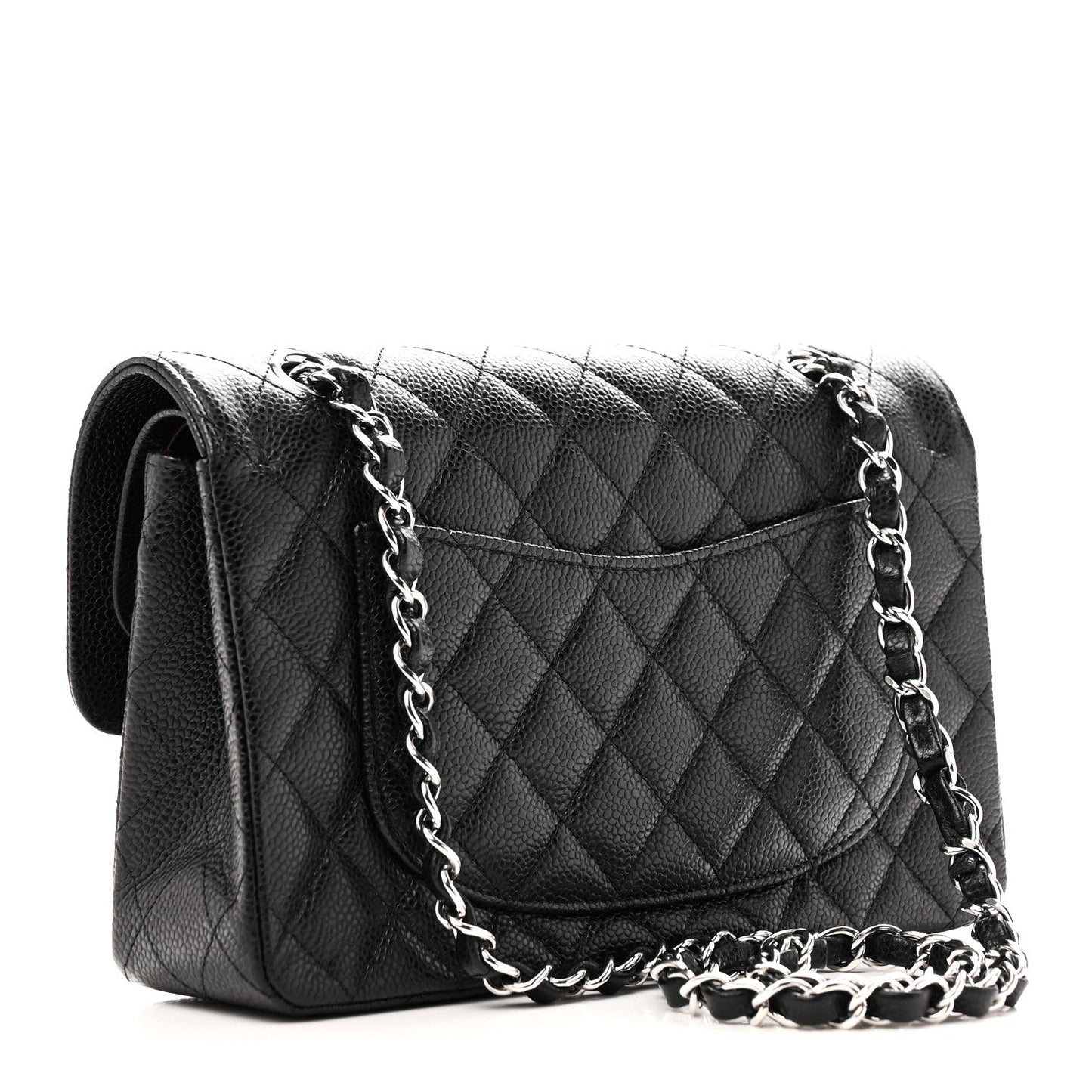 Caviar Quilted Small Double Flap Black
