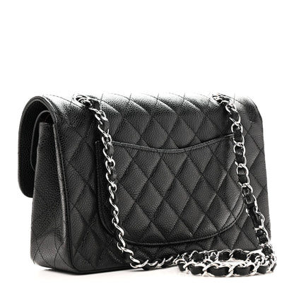 Caviar Quilted Small Double Flap Black