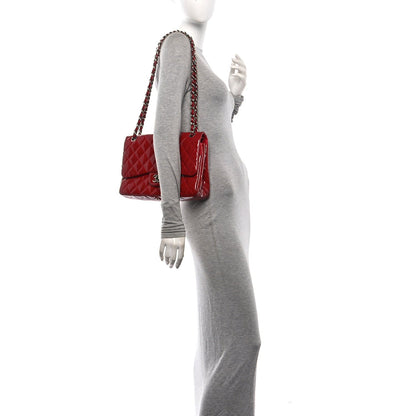Patent Quilted Jumbo Double Flap Red