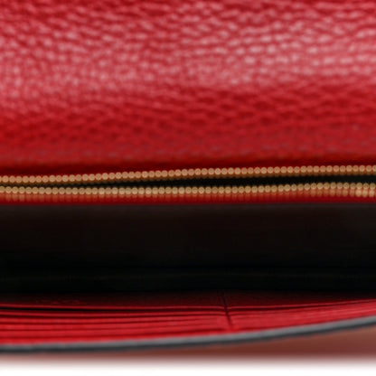 Dollar Calfskin Medium Betty Chain Wallet Red