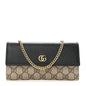Dollar Calfskin GG Supreme Monogram Petite GG Marmont Wallet Chain Bag Black Beige Ebony