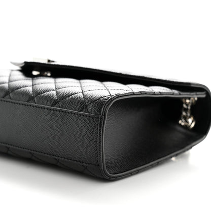 Grain De Poudre Textured Mixed Matelasse Triquilt Medium Monogram Satchel Black