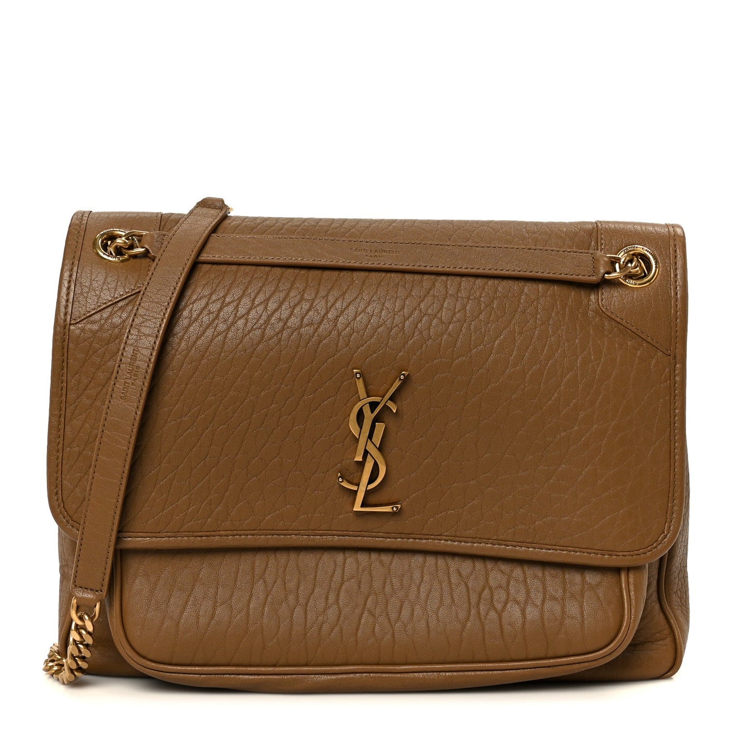 Grained Lambskin Monogram Large Niki Chain Satchel Dark Cork