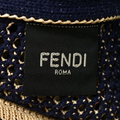 Raffia Woven Vitello King Soft Large Hobo Natural Beige Blue