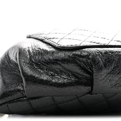 Crumpled Glazed Lambskin Quilted Waist Bag Fanny Pack Black