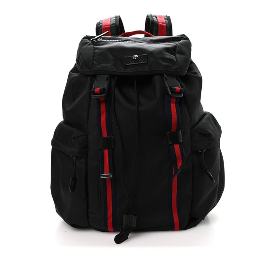 Techno Canvas Web Double Buckle Backpack Black