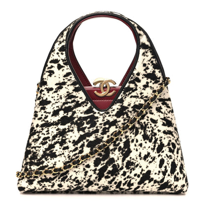 Pony Hair Printed Chic Lady Small Shopping Tote White Black
