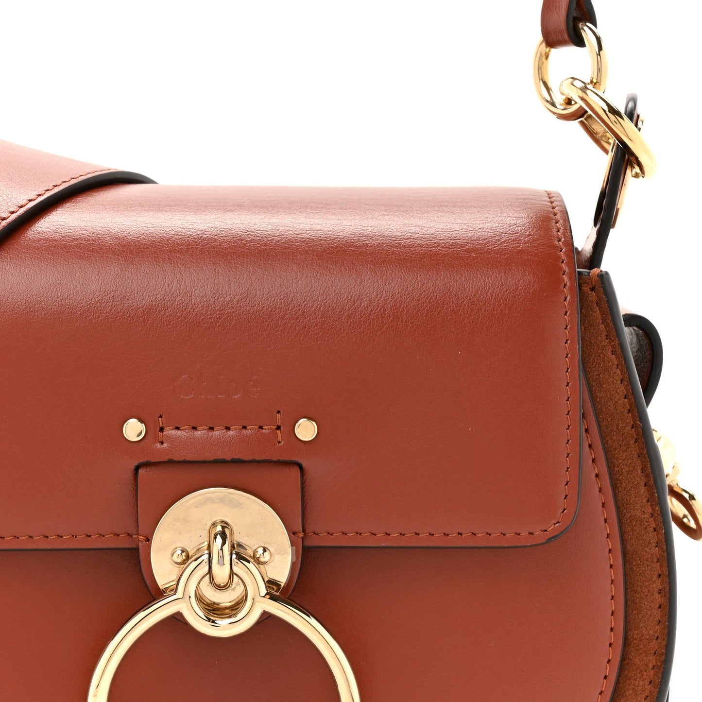 Calfskin Suede Small Tess Bag Sepia Brown
