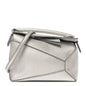 Laminated Lambskin Mini Puzzle Edge Bag Silver