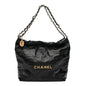 Shiny Calfskin Quilted Small Chanel 22 Black