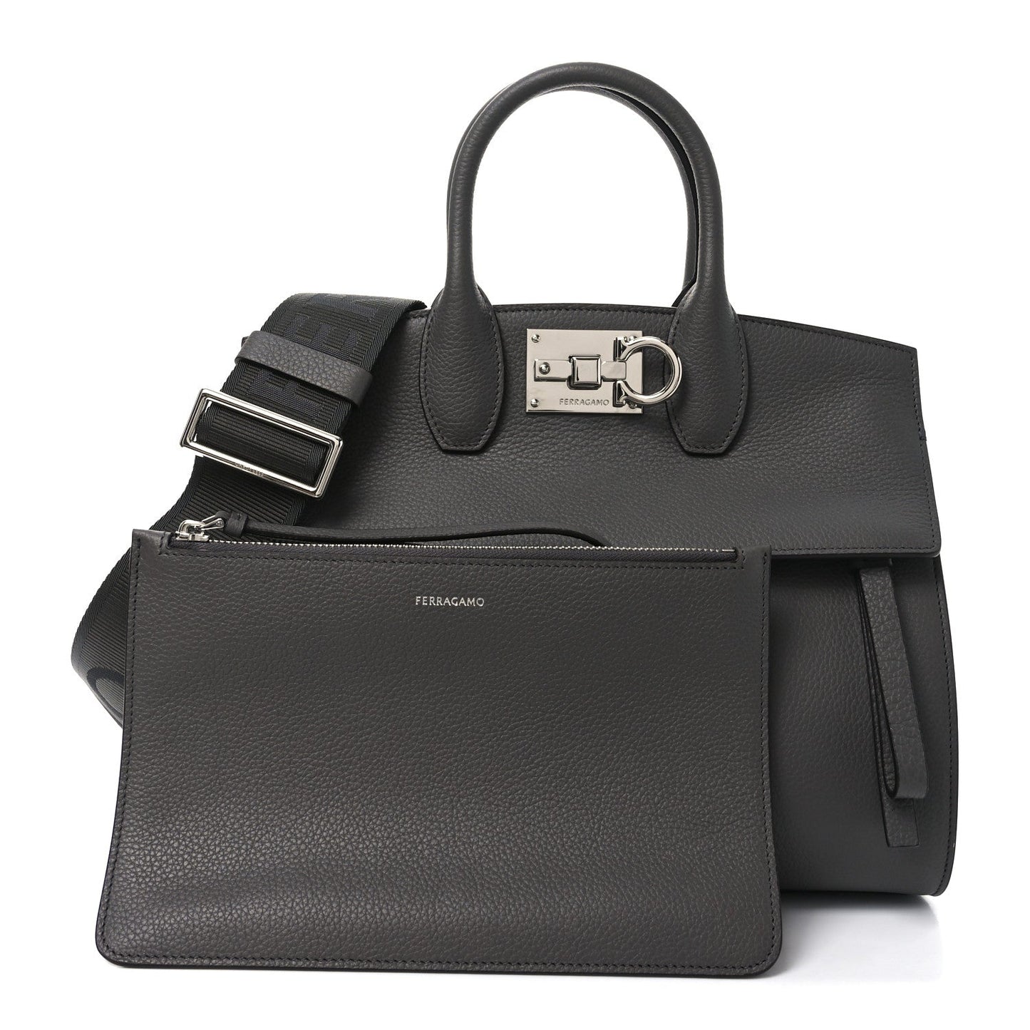 Calfskin Medium Studio Soft Bag Grey