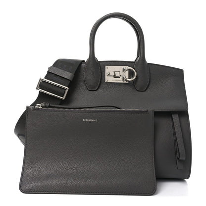 Calfskin Medium Studio Soft Bag Grey