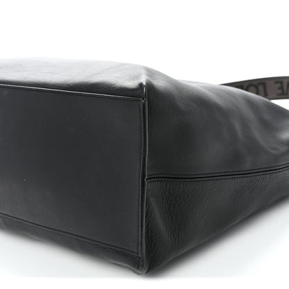 Supple Smooth Calfskin Jacquard Medium Cubi Crossbody Bag Black