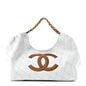 Denim Calfskin Quilted Coco Beach Small Shopping Tote Light Blue Brown