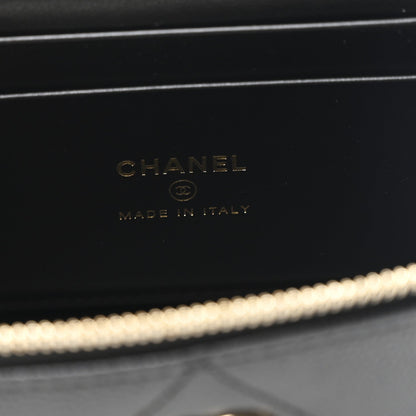 Caviar Quilted Top Handle Slim Vanity With Chain Black