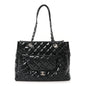 Patent Quilted Large Coco Shine Shopping Tote Navy