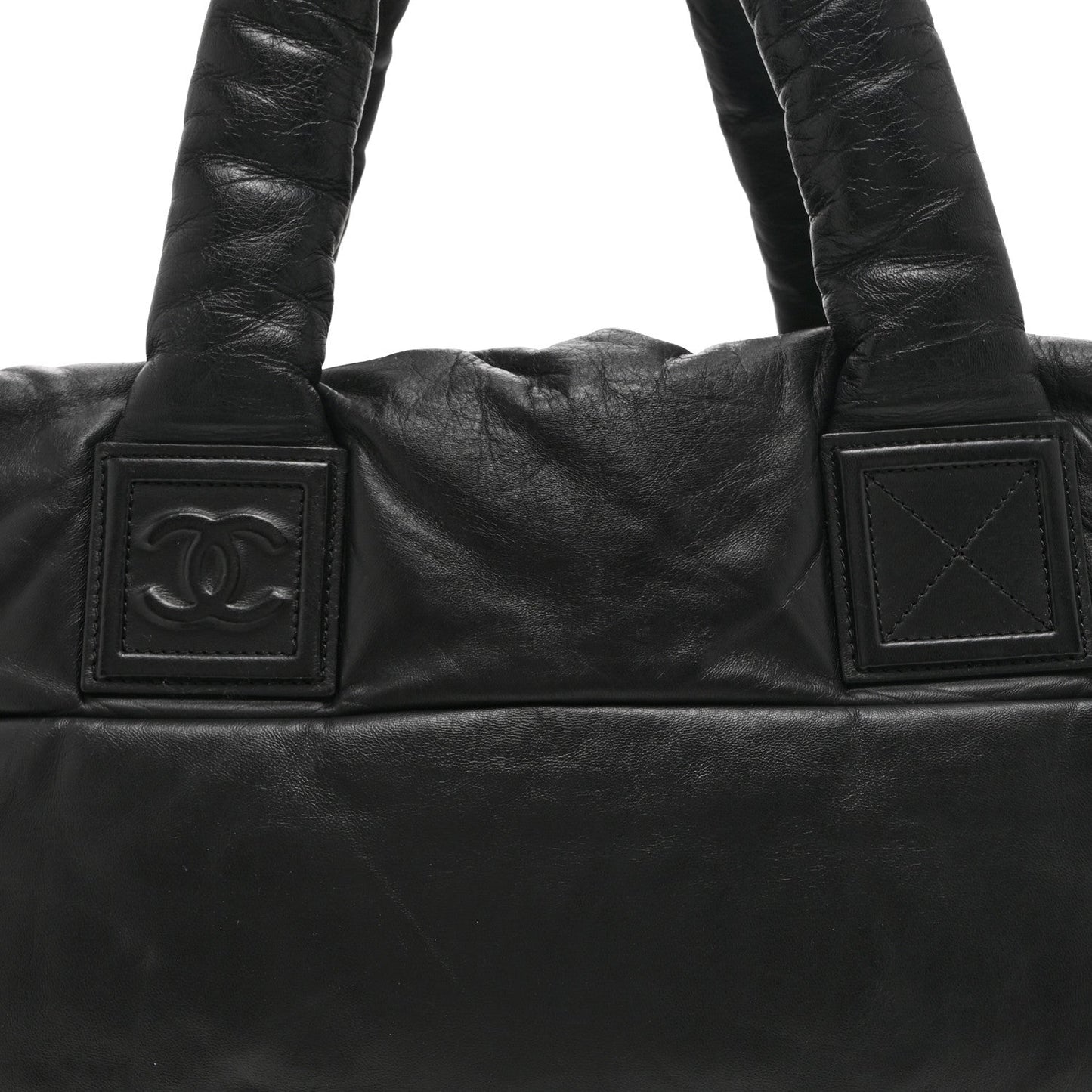 Lambskin Quilted Medium Coco Cocoon Reversible Tote Black