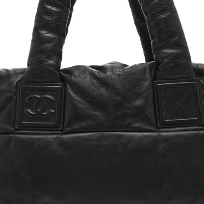 Lambskin Quilted Medium Coco Cocoon Reversible Tote Black