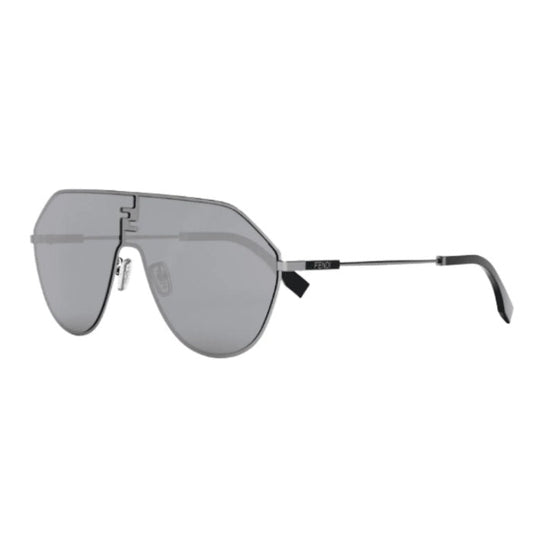 Fendi Sunglasses Aviator Full Rim, Ruthenium Frame and Smoke Mirror Lens FE40080U12C