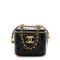 Calfskin Quilted Mini Perfect Fit Vanity Case With Chain Black