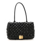 Calfskin Intreccio Rumple Desiree Shoulder Bag Black