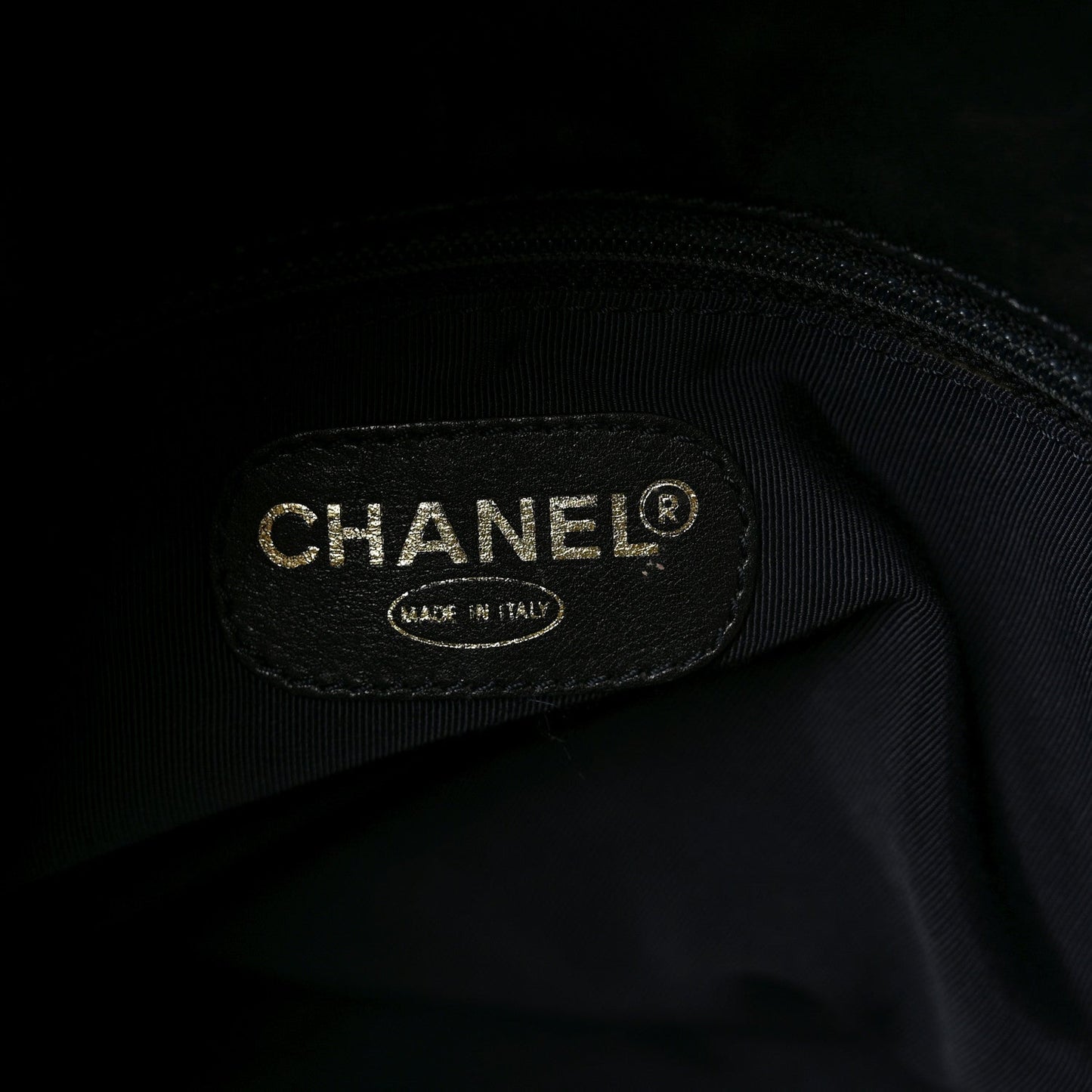 Calfskin Embossed CC Shoulder Bag Black