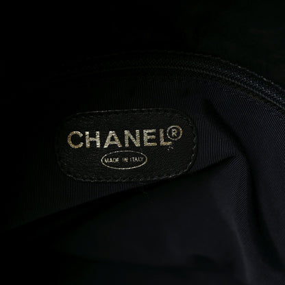 Calfskin Embossed CC Shoulder Bag Black