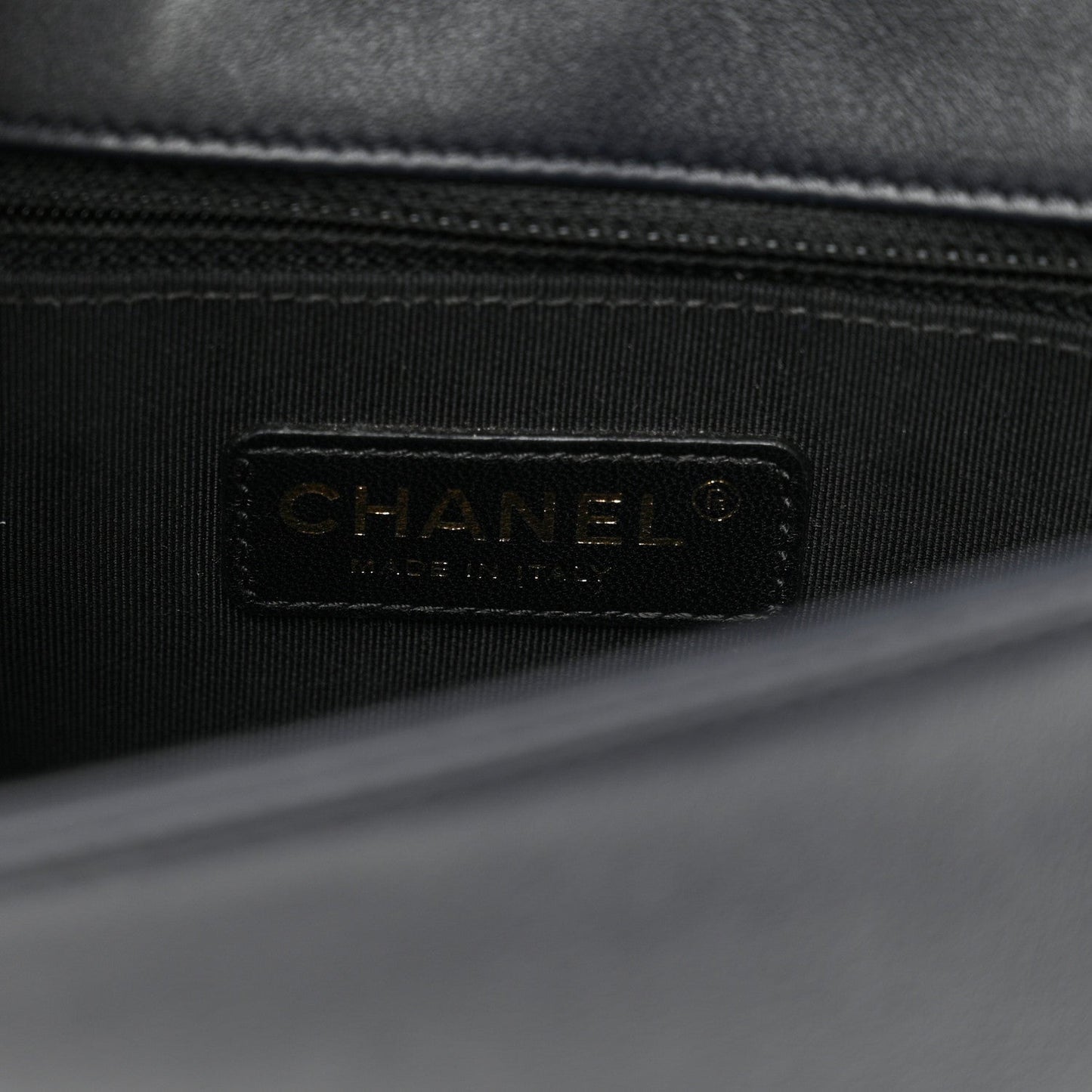 Lambskin Quilted Medium Graphic Flap Navy Black