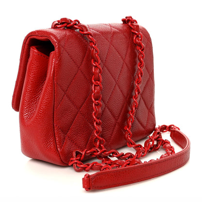 Caviar Quilted Mini Incognito Square Flap Red